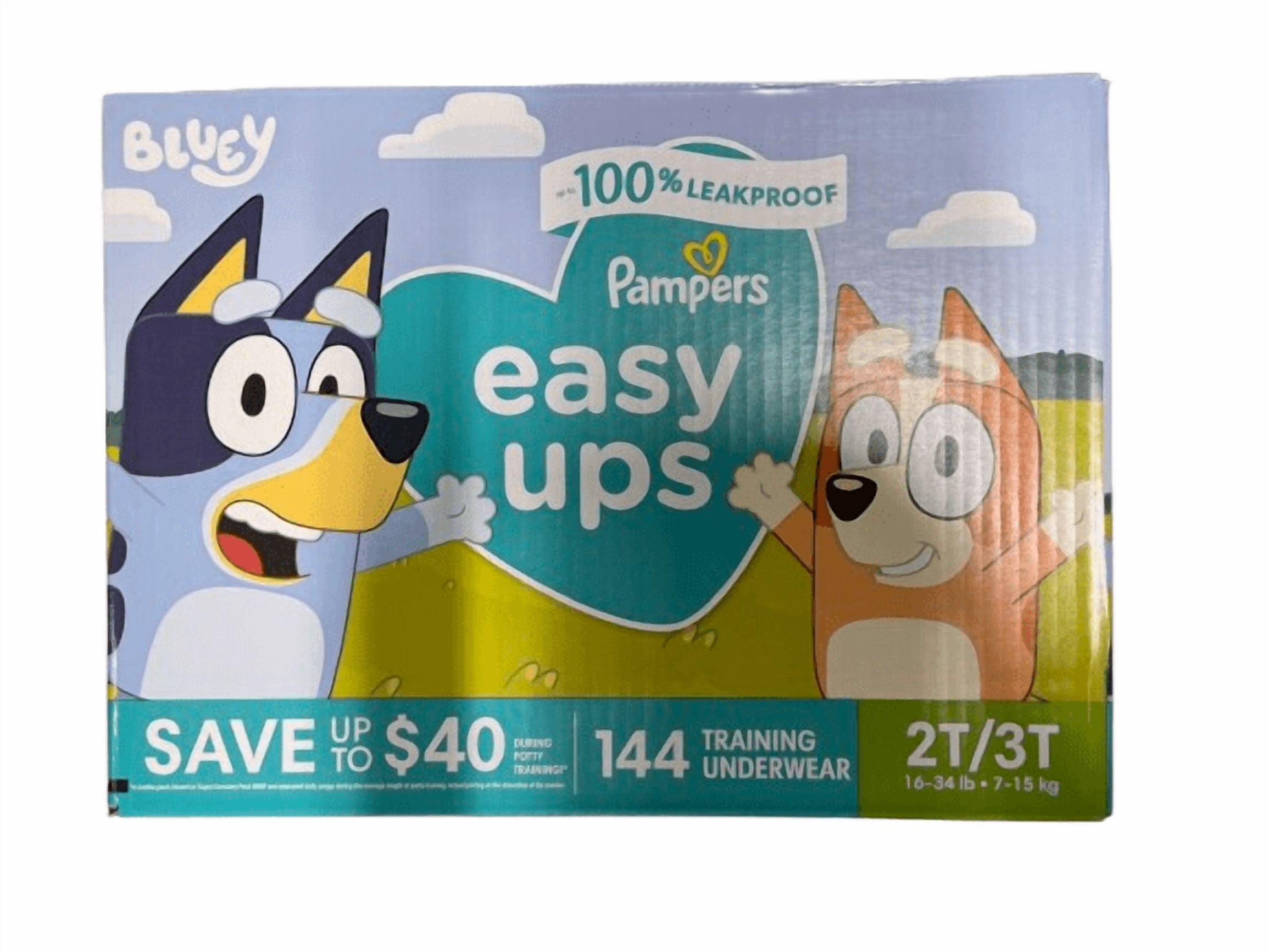 Pampers Easy Ups Training Underwear Bluey Size 2T-3T (16-34 lbs) 144 CT
