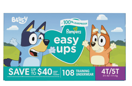 Pampers Easy Ups Training Underwear Bluey Size 4T-5T (37+ lb) 108 CT