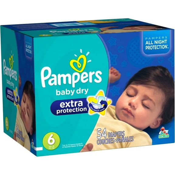 Pampers Extra Protection Diapers, Size 6, 54 ct