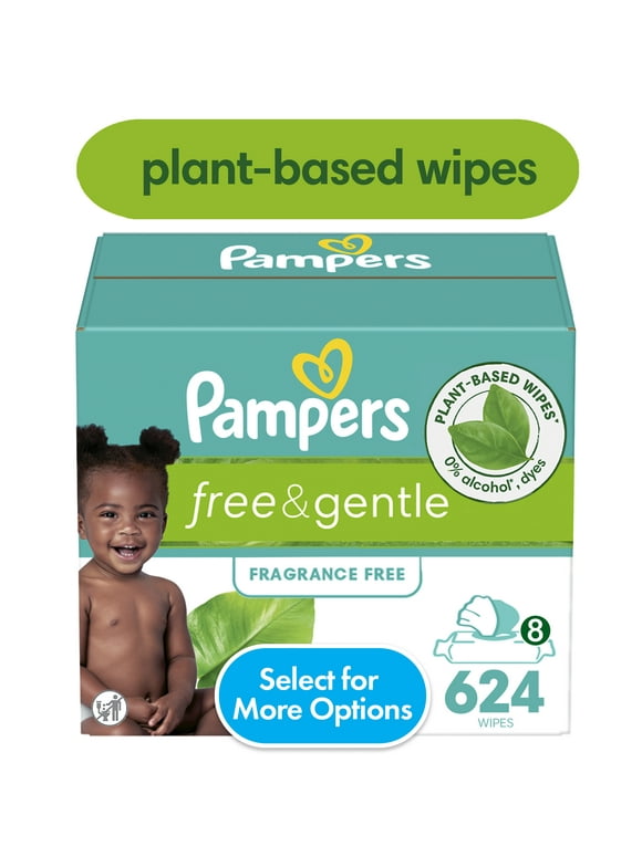 Pampers Free & Gentle Baby Wipes, 8-Pack 624 Wipes (Select for More Options)