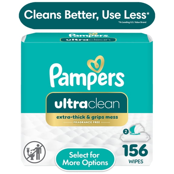 Pampers Free & Gentle Ultra Clean Baby Wipes, 2-Pack 126 Wipes (Select for More Options)