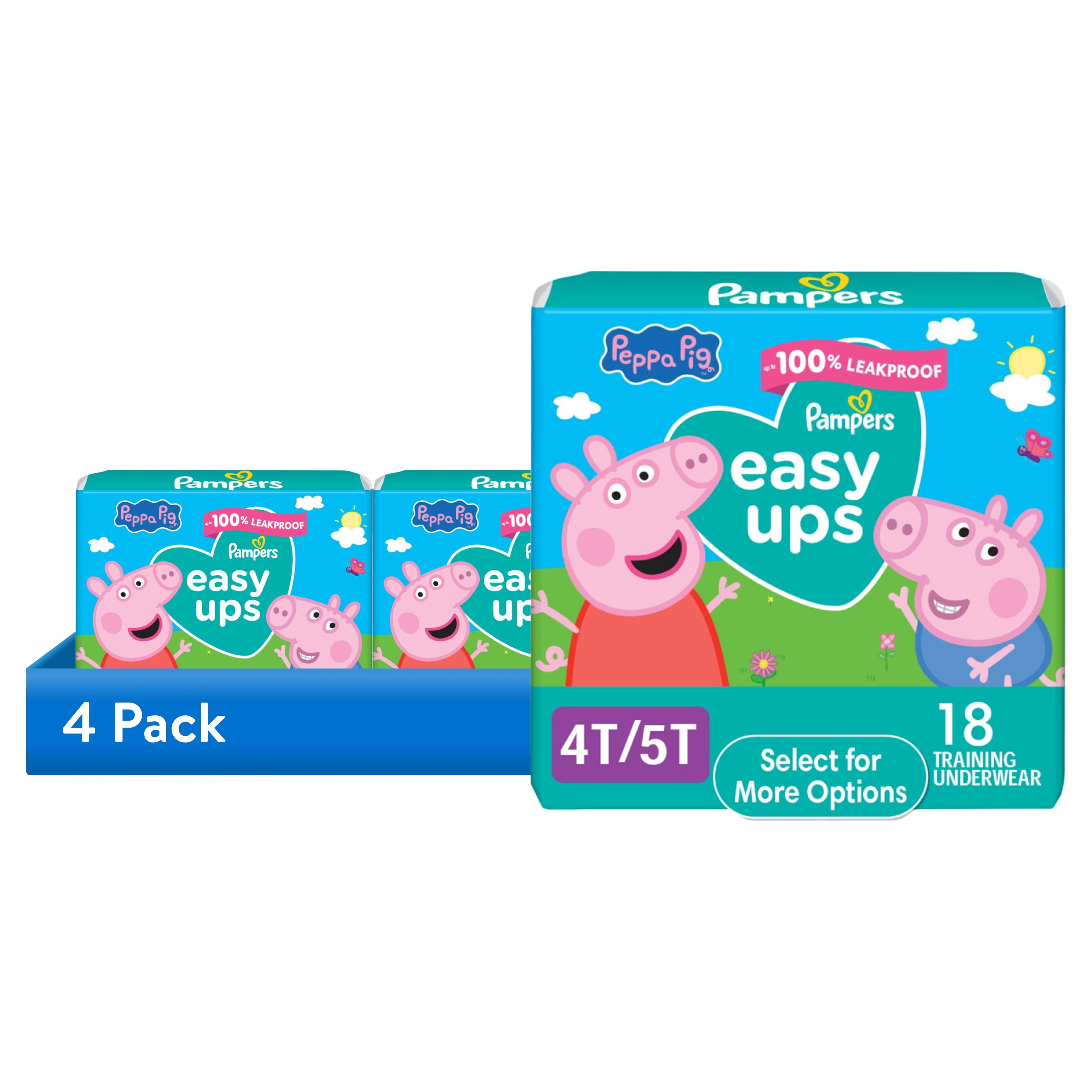 (4 pack) Pampers Easy Ups Peppa Potty Training Pants Girls Size 4T-5T, 18 Count (Select for More Options)