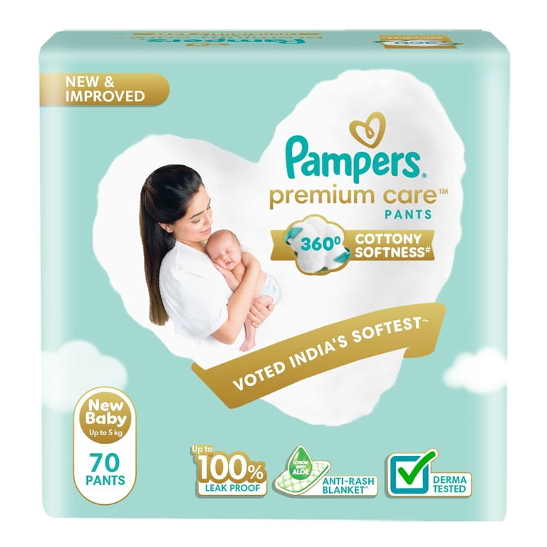 Pampers New Born Baby Diapers Pant Style 70 Count 4-6kg Cottony