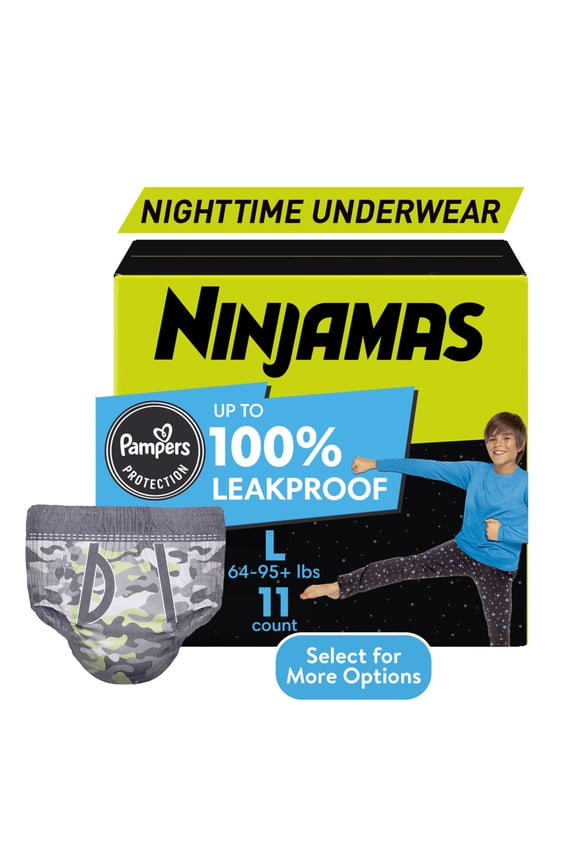 Pampers Ninjamas Nighttime Bedwetting Underwear for Boys, Choose Size and Count