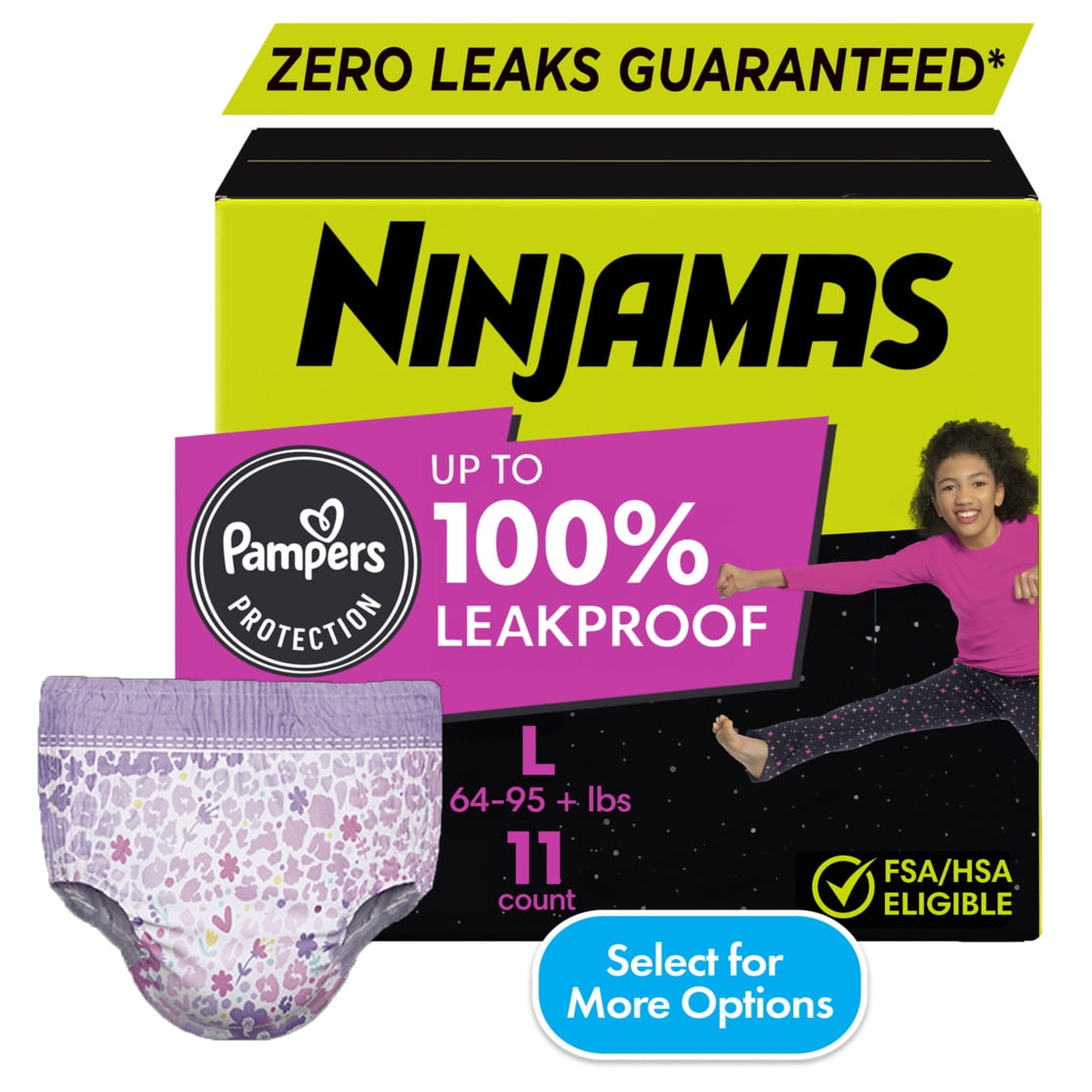 M*M様 ガーナイト Ninjamas Girls Bedwetting Nighttime Underwear , Size L (64-95+ lbs