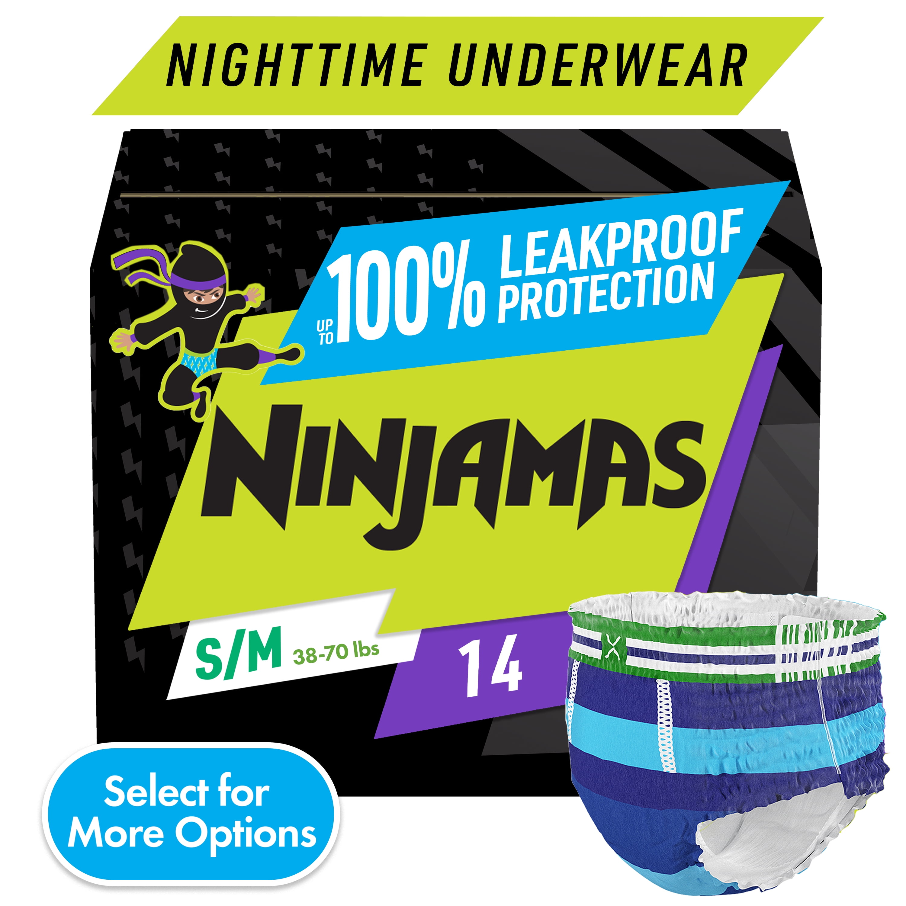 Pampers Ninjamas Nighttime Bedwetting Underwear Boys - Size L (64-125 lbs),  11 Count