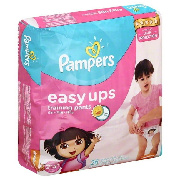 Pampers Easy Ups Girls Training Pants, Size 2T-3T, 25 Pants