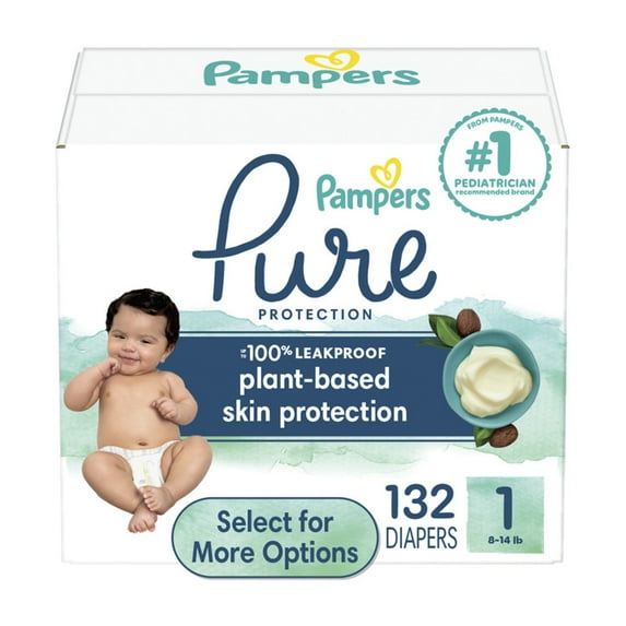 Pampers Pure Diapers Size 1, 132 Count (Select for More Options)