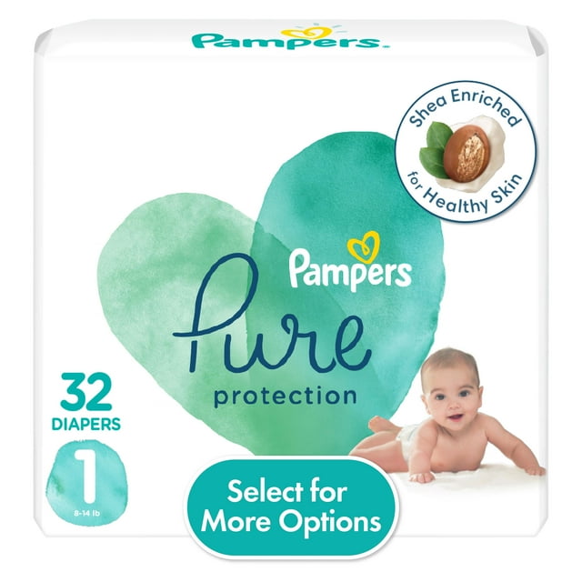 Pampers Pure Diapers Size 1, 32 Count (Select for More Options