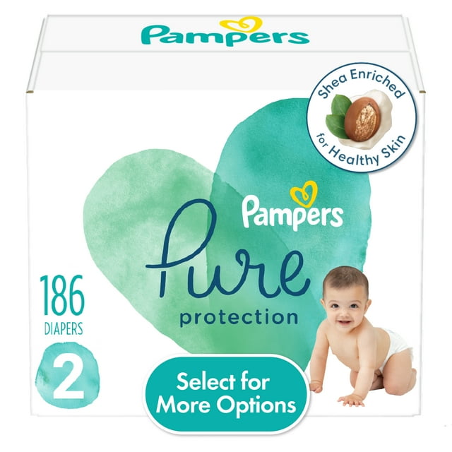 Pampers Pure Diapers Size 2, 186 Count (Select for More Options