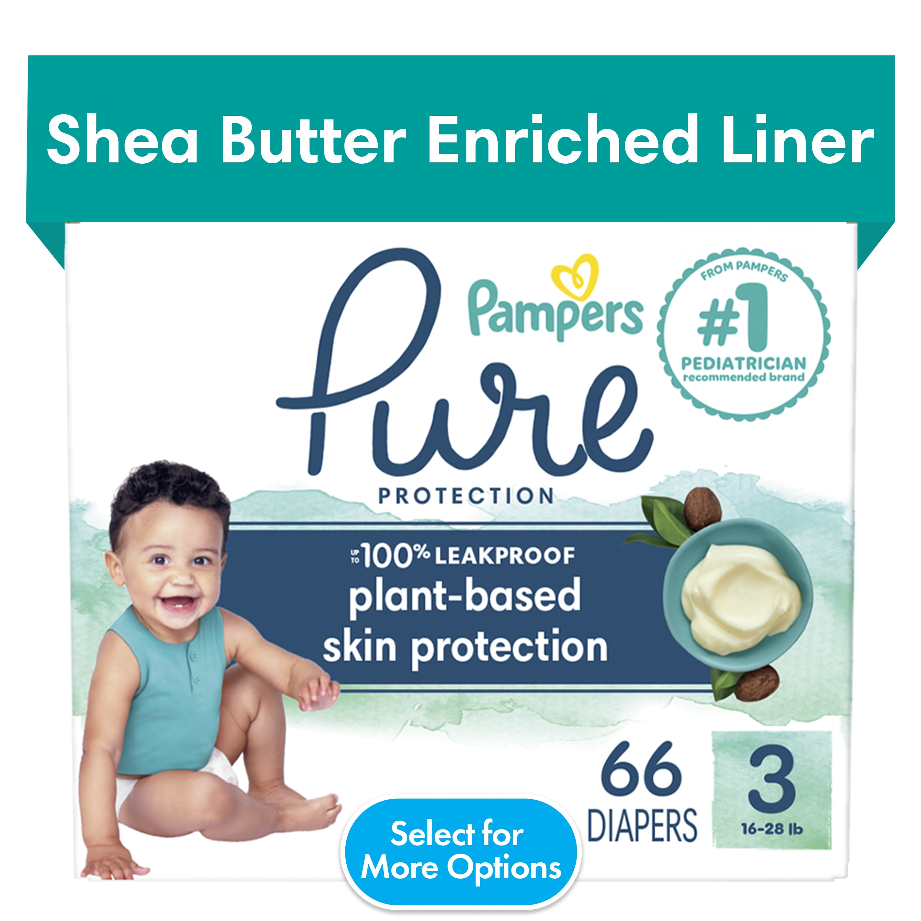 Pampers Pure Diapers Size 3, 66 Count Free Shipping