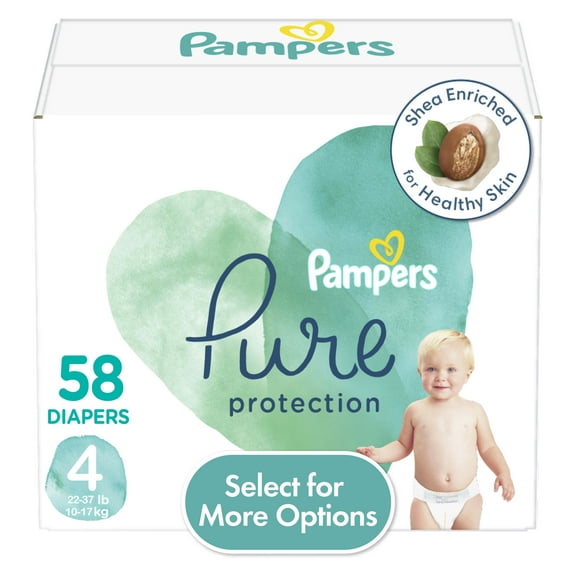 Pampers Pure Diapers Size 4, 58 Count (Select for More Options)