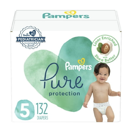 Pampers Pure Diapers Size 5, 132 Count (Select for More Options)