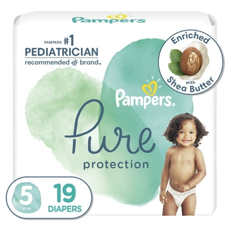 Pampers Pure Diapers Size 5, 19 Count (Select for More Options)