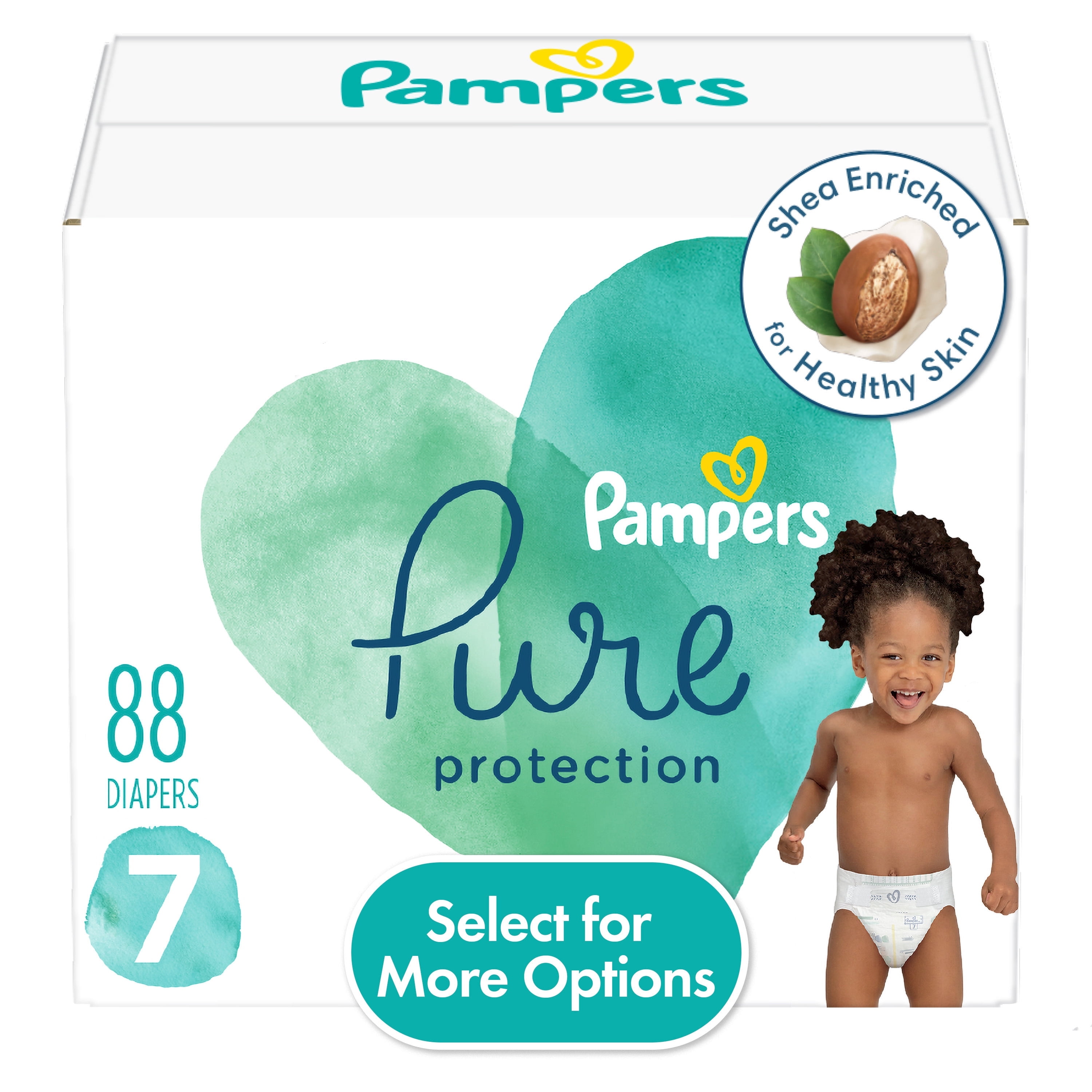 Pampers Pure Baby Diapers Size 7, 88 Count (Select for More Options)