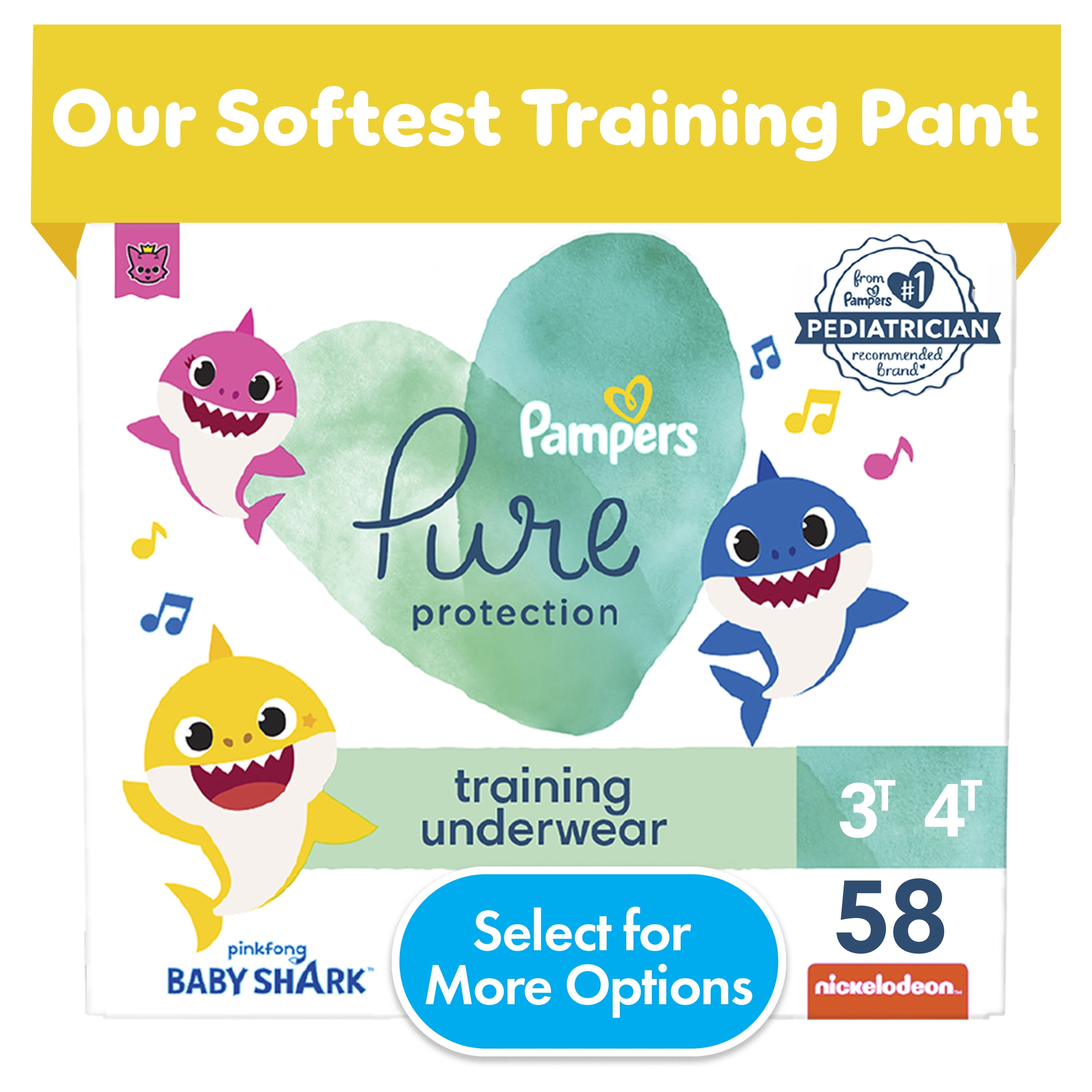 (2 pack) Pampers Pure Protection Training Underwear, Unisex, Size 3T4T, 58 Count (Select for More Options)