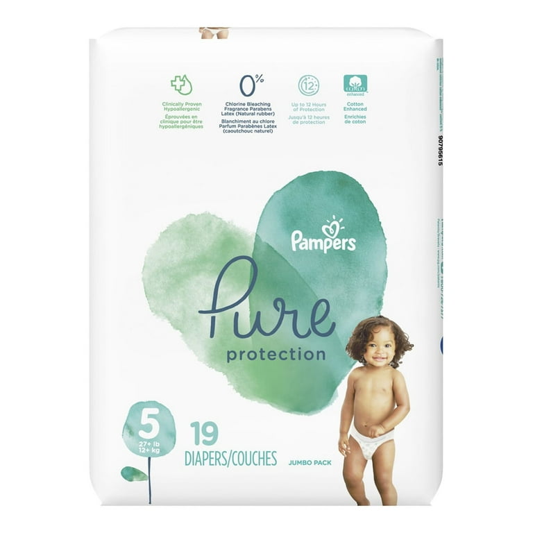 Pampers Pure Protection Diapers 19ct Size 5 - Case - 4 Units 