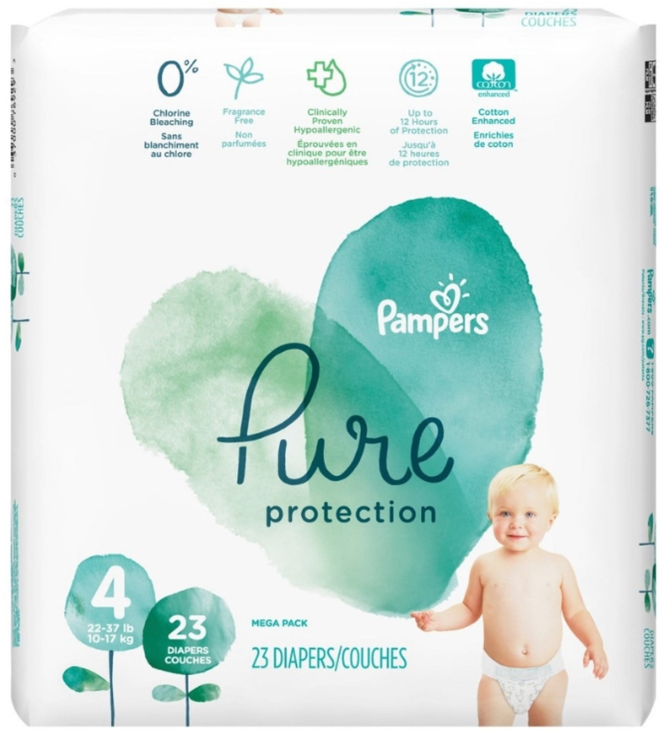 Pampers Pure Protection Diapers Size 4, 23 ea