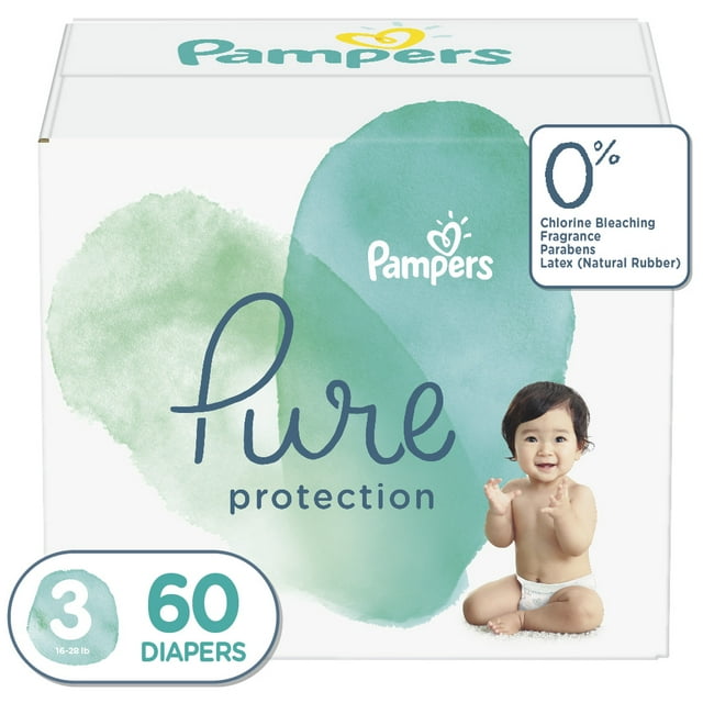Pampers Pure Protection Natural Diapers, Size 3, 60 ct