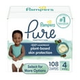 thumbnail image 1 of Pampers Pure Baby Diapers, Size 4 (22-37 lbs), 108, Up to 100% Leakproof, Premium Hypoallergenic Soft Diapers, 1 of 16
