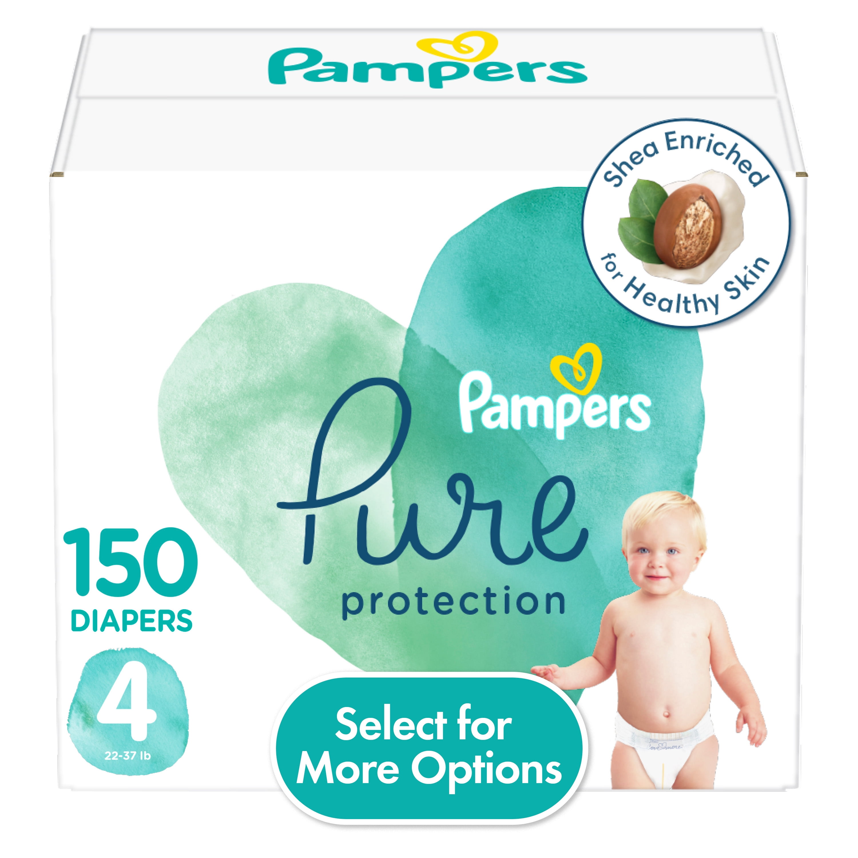 Pampers Pure Protection Natural Diapers, Size 4, 150 Ct