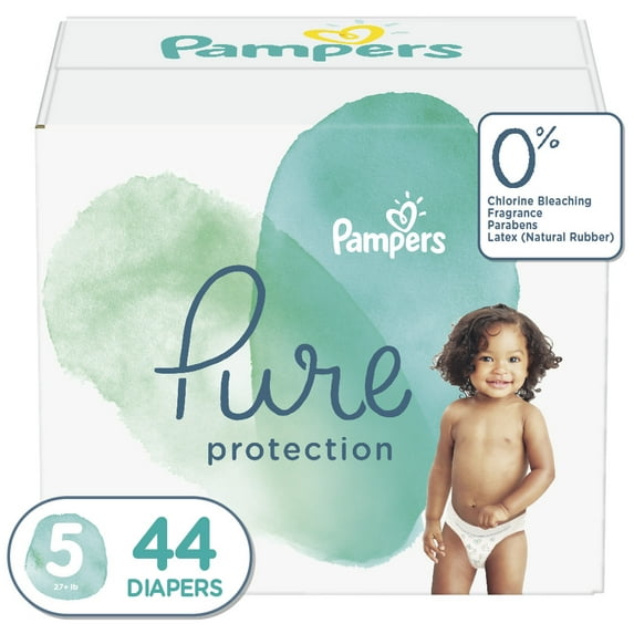 Pampers Pure Protection Natural Diapers, Size 5, 44 ct