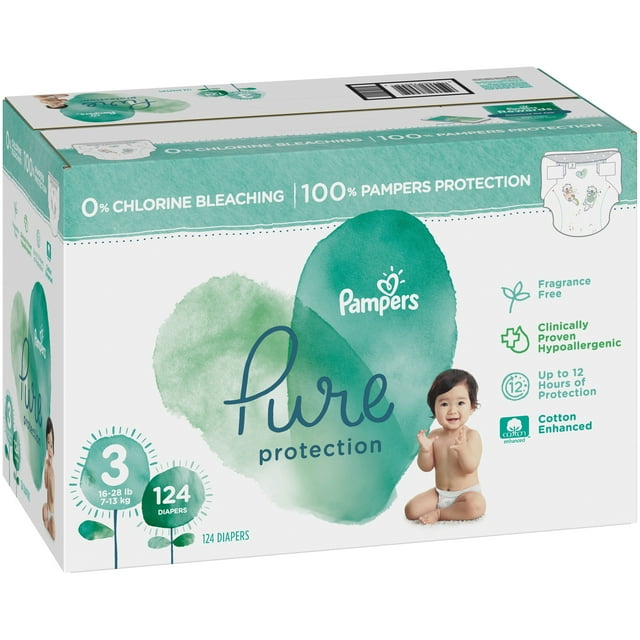 Pampers Pure Protection Size 3 Diapers 124 ct Box