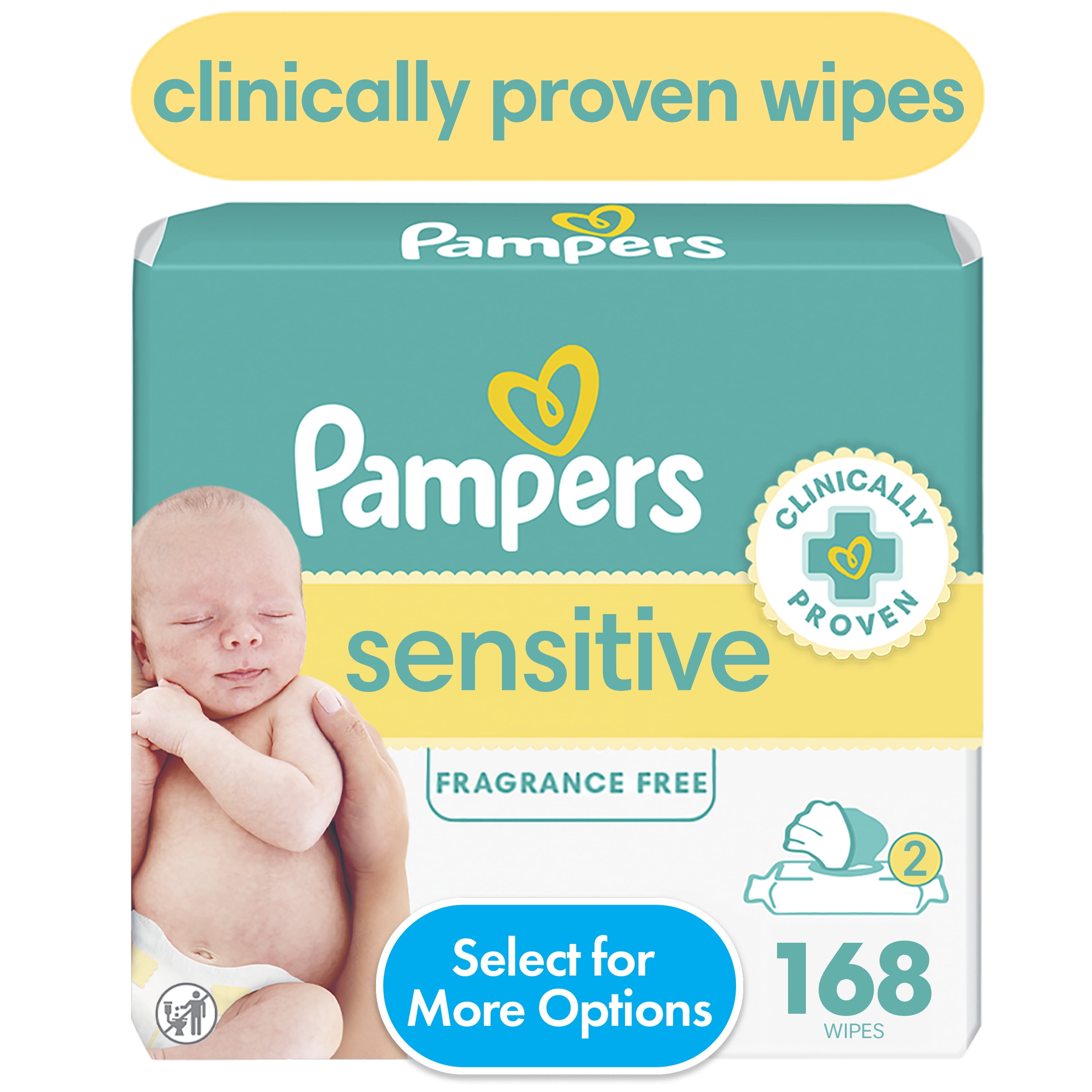 Pampers Sensitive Baby Wipes 2-Pack 168 Wipes (Select for More Options