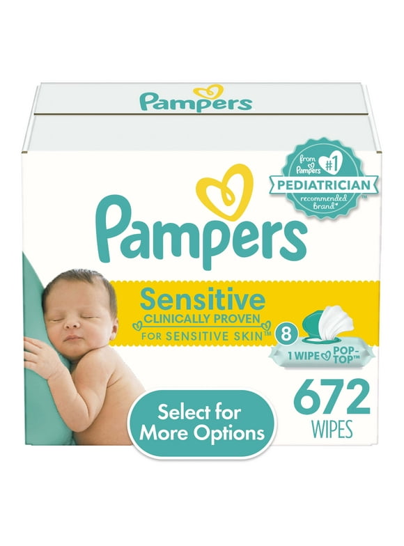 Pampers Sensitive Baby Wipes 8X Flip-Top Packs 672 Wipes (Select for More Options)