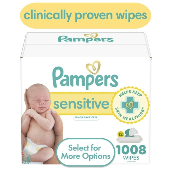 Pampers Sensitive Baby Wipes Unscented, 12 Pack, 1008 Total Count (Select for More Options)