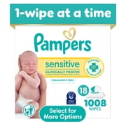 Pampers Sensitive Baby Wipes Unscented, 18-Pack, 1008 Total Count Select for More Options