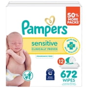 Pampers Sensitive Baby Wipes 12 Pack, 672 Wipes (Select for More Options)