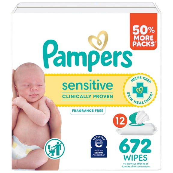Pampers Sensitive Baby Wipes 12 Pack, 672 Wipes (Select for More Options)