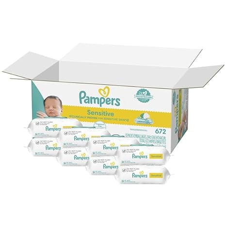 Pampers Sensitive Baby Wipes, Water Based, Hypoallergenic and Unscented