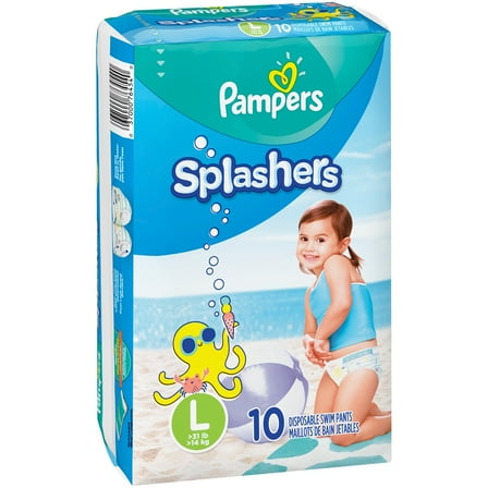 Pampers Splashers Disposable Swim Pants, Size Large, 10 Count