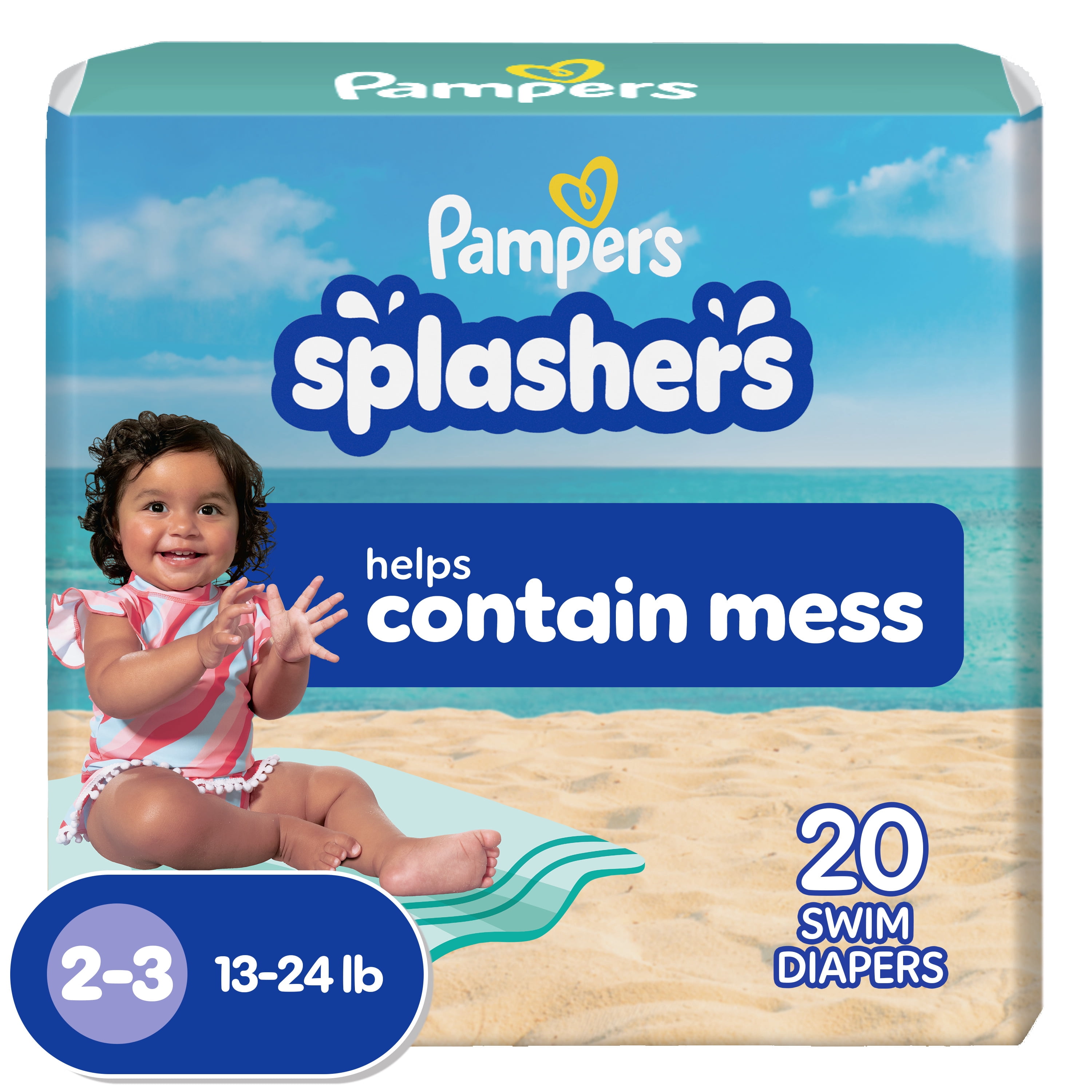 Pampers Splashers Swim Diapers Size 2-3, 20 Count (13-24 lbs)