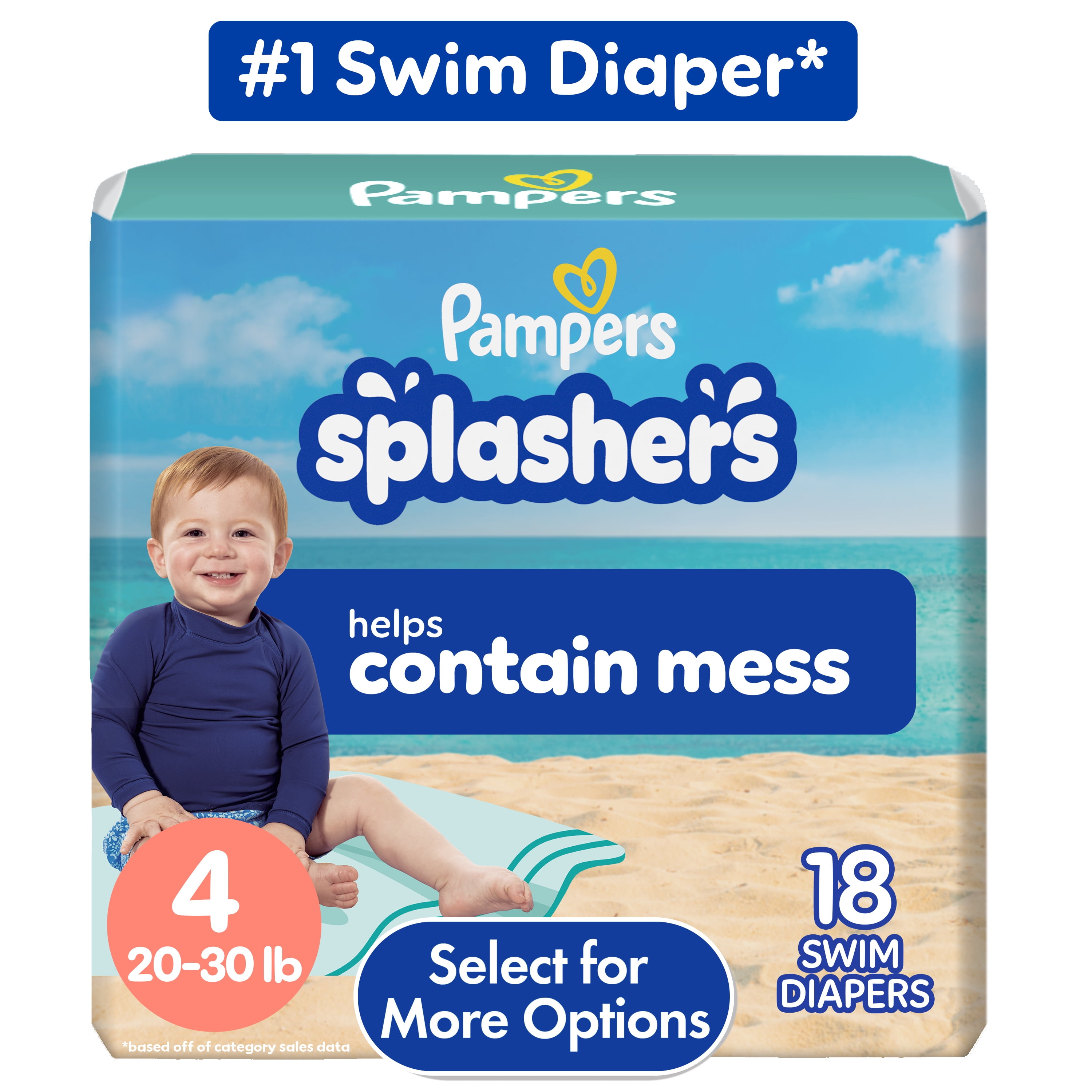 Pampers Splashers Swim Diapers Size MD, 18 Count
