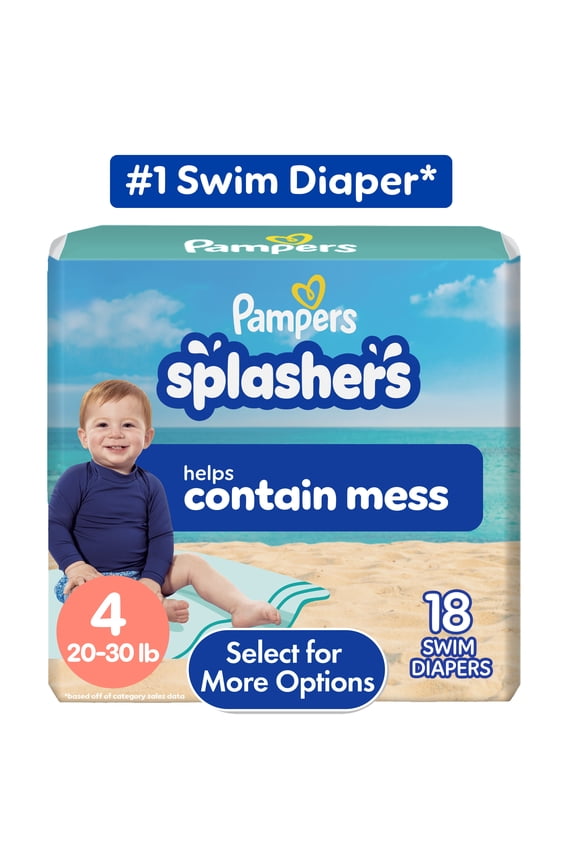 Splashers Swim Diapers, Size 4, 18 Count (20-33 lbs)
