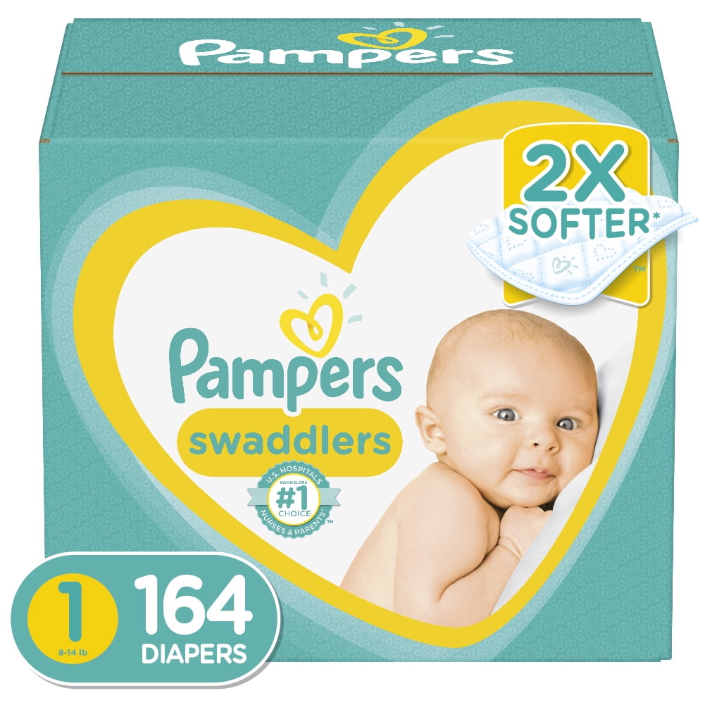 Pampers Swaddlers Newborn Diapers, Soft and Absorbent, Size 1, 164 Ct