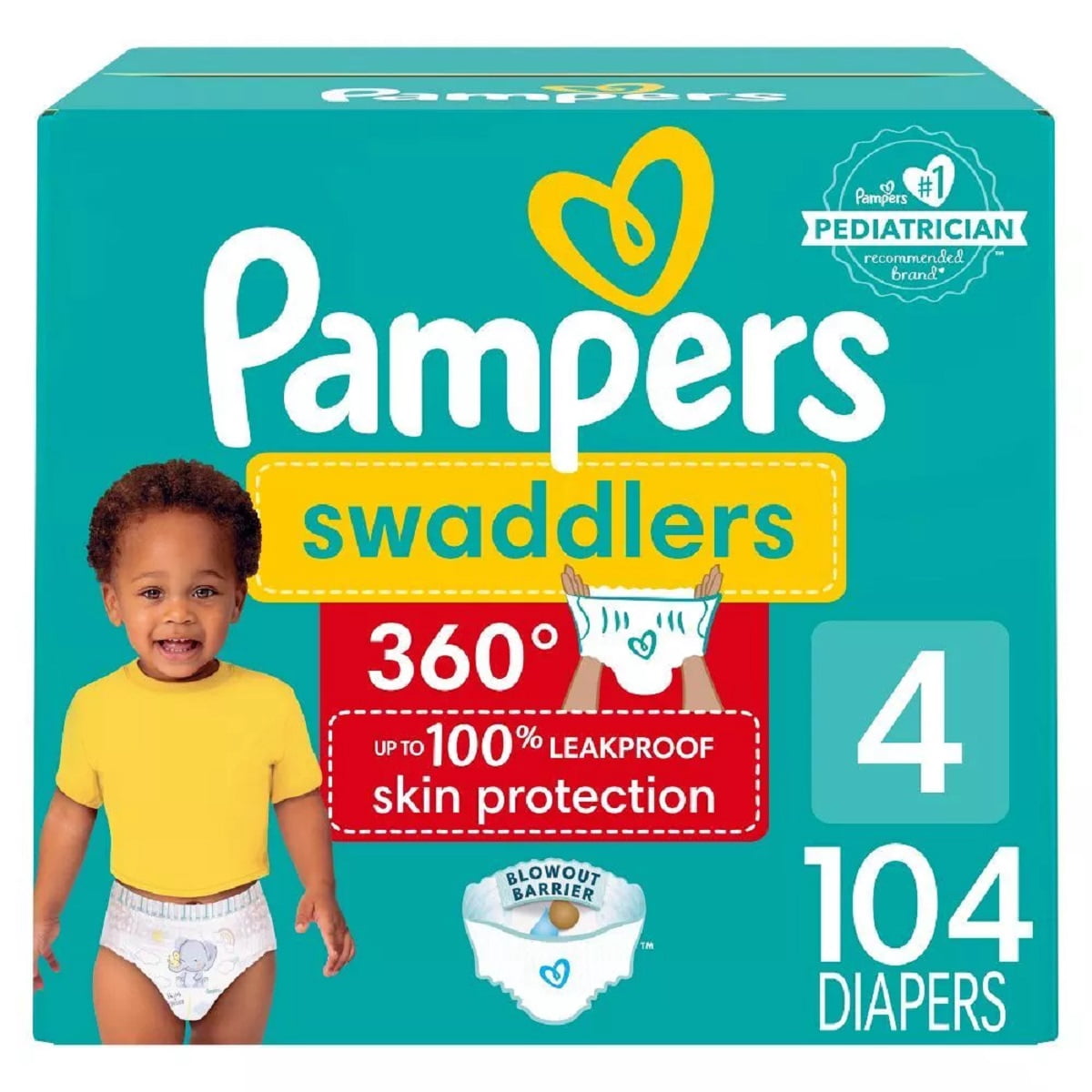 Pampers Swaddler 360 Enormous Disposable Baby Diapers - Size 4 - 104ct