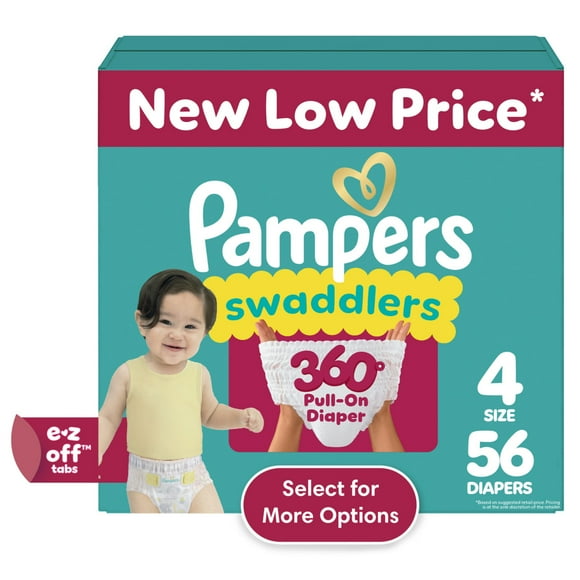 Pampers Swaddlers 360 Baby Diapers Size 4, 56 Count (Select for More Options)