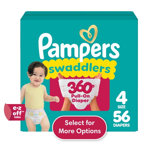 Pampers Swaddlers 360 Baby Diapers Size 4, 56 Count (Select for More Options)