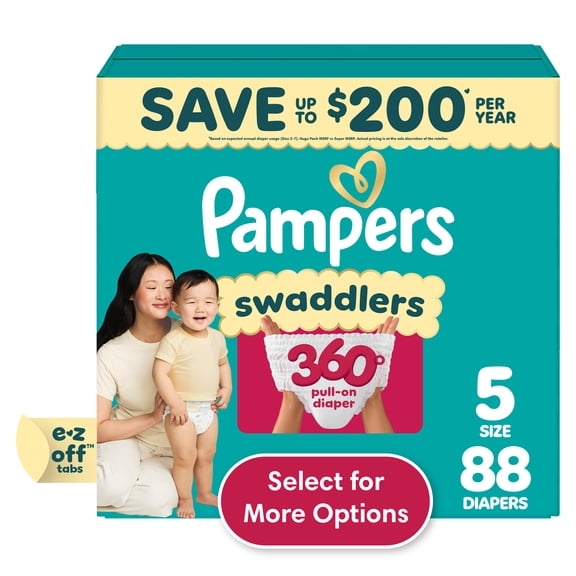 Pampers Swaddlers 360 Baby Diapers Size 5, 88 Count (Select for More Options)
