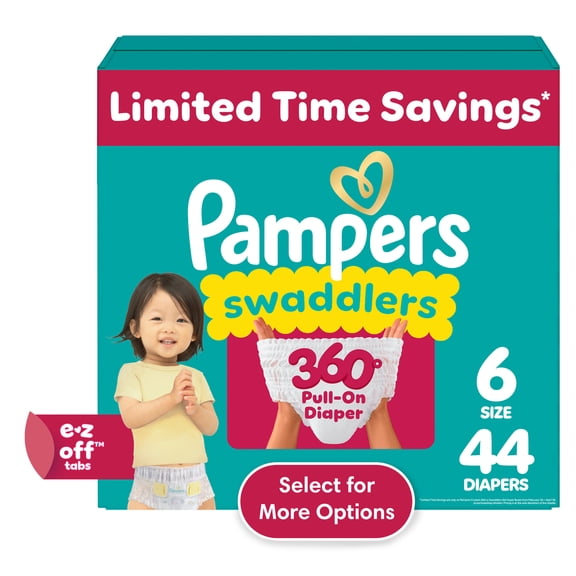 Pampers Swaddlers 360 Baby Diapers Size 6, 44 Count (Select for More Options)