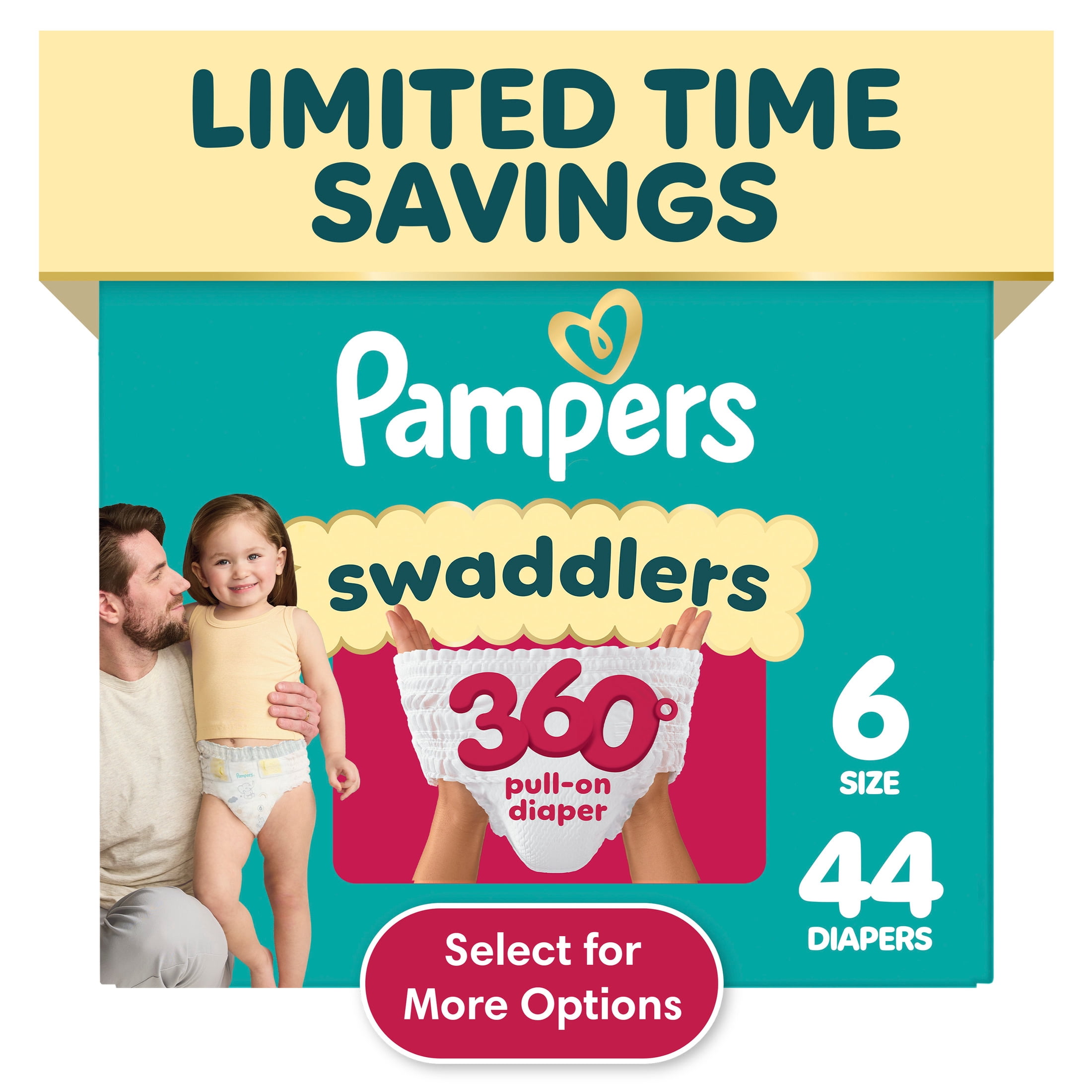 Pampers Swaddlers 360 Baby Diapers Size 6, 44 Count (Select for More Options)