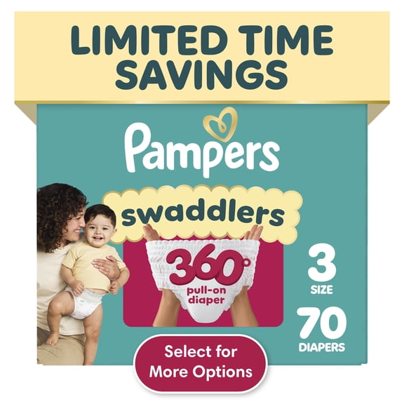 Pampers Swaddlers 360 Baby Diapers Size 3, 70 Count (Select for More Options)