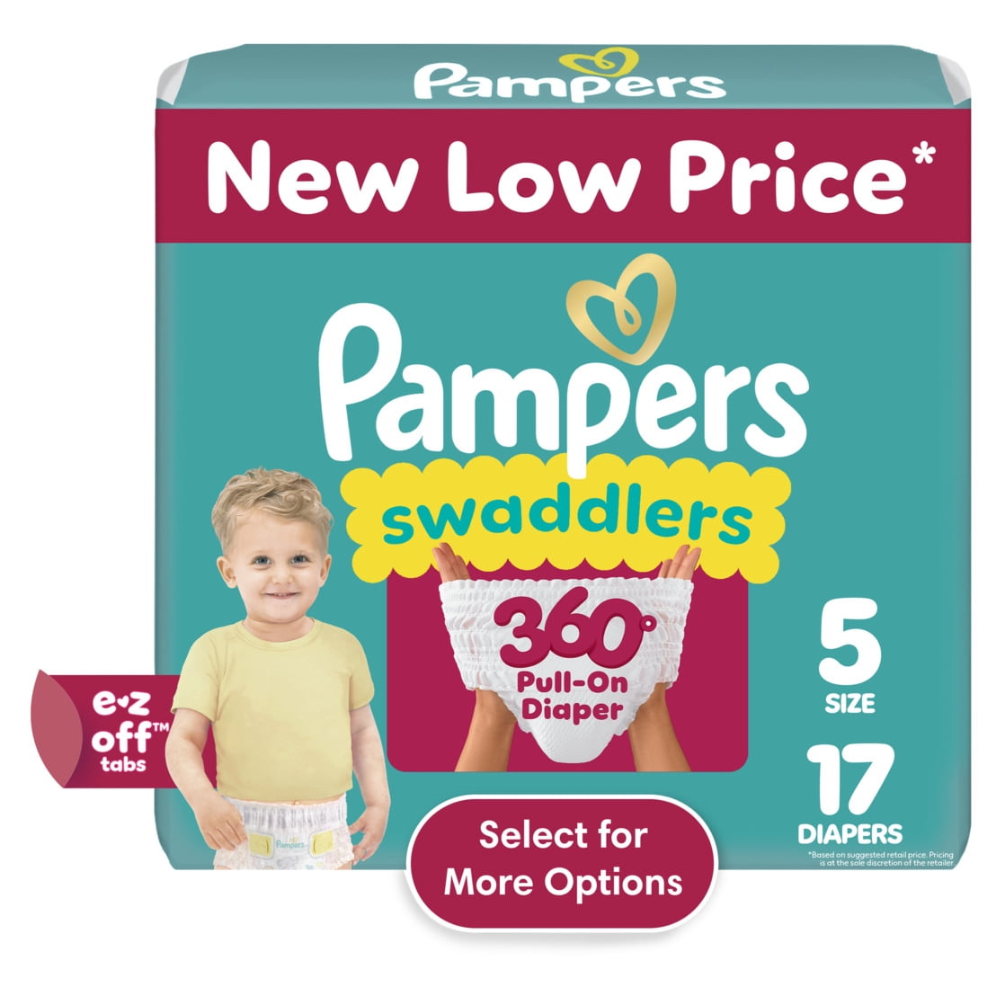 Pampers Swaddlers 360 Baby Diapers Size 5, 17 Count (Select for More Options)
