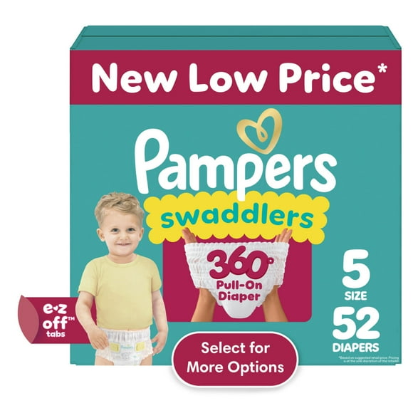 Pampers Swaddlers 360 Baby Diapers Size 5, 52 Count (Select for More Options)