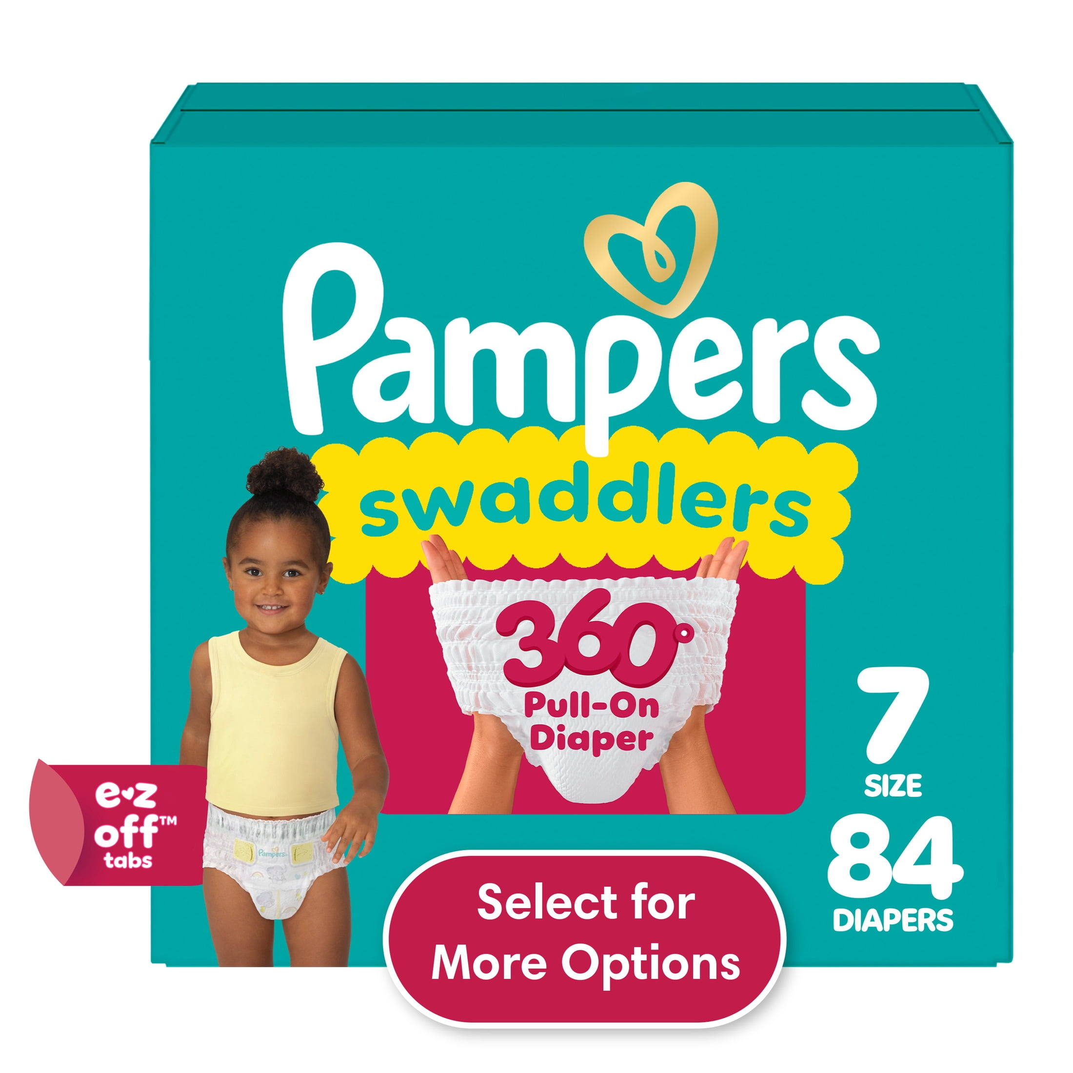 Pampers Swaddlers 360 Baby Diapers Size 7, 84 Count (Select for