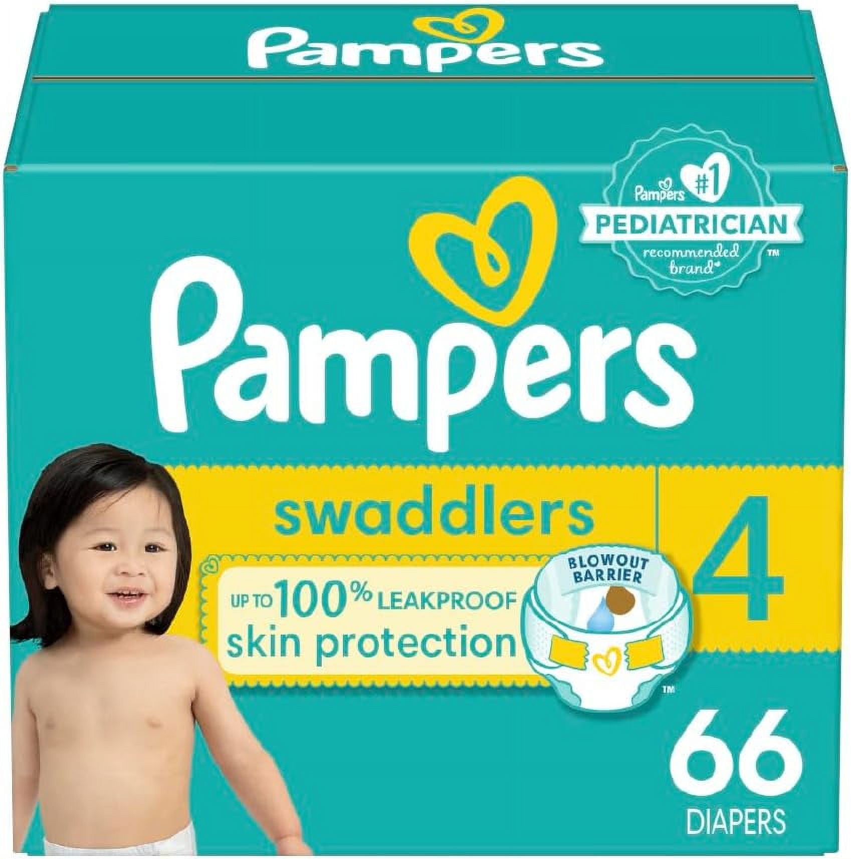 Pampers Soft and Absorbent Swaddlers Diapers, Size 4, 66 Count